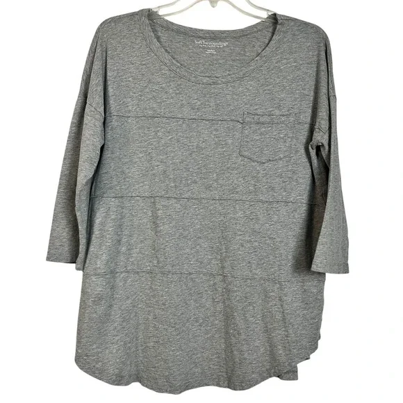 Soft Surroundings Women's Top Medium Gray 3/4 Sleeve Tunic Minimalist (3068) - Picture 1 of 6